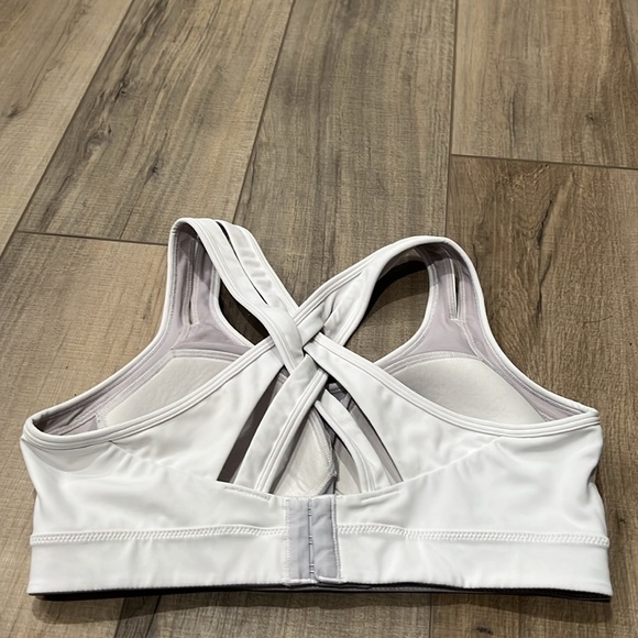 Yvette Power Cross Back Padded Running Bra High Impact White Gray - Picture 2 of 6